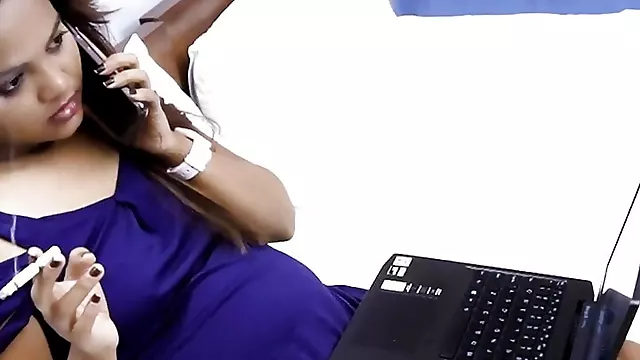 Cute Desi Young Bhabhi fucked a laptop service boy for creampie fuck ( Hindi Audio )