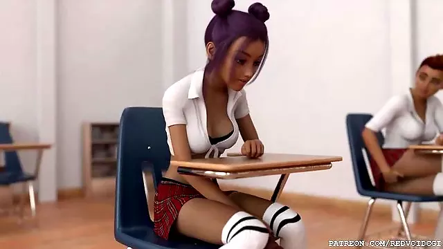 Unruly Students by Redvoidcgi (futanari fucks herself in public classroom)